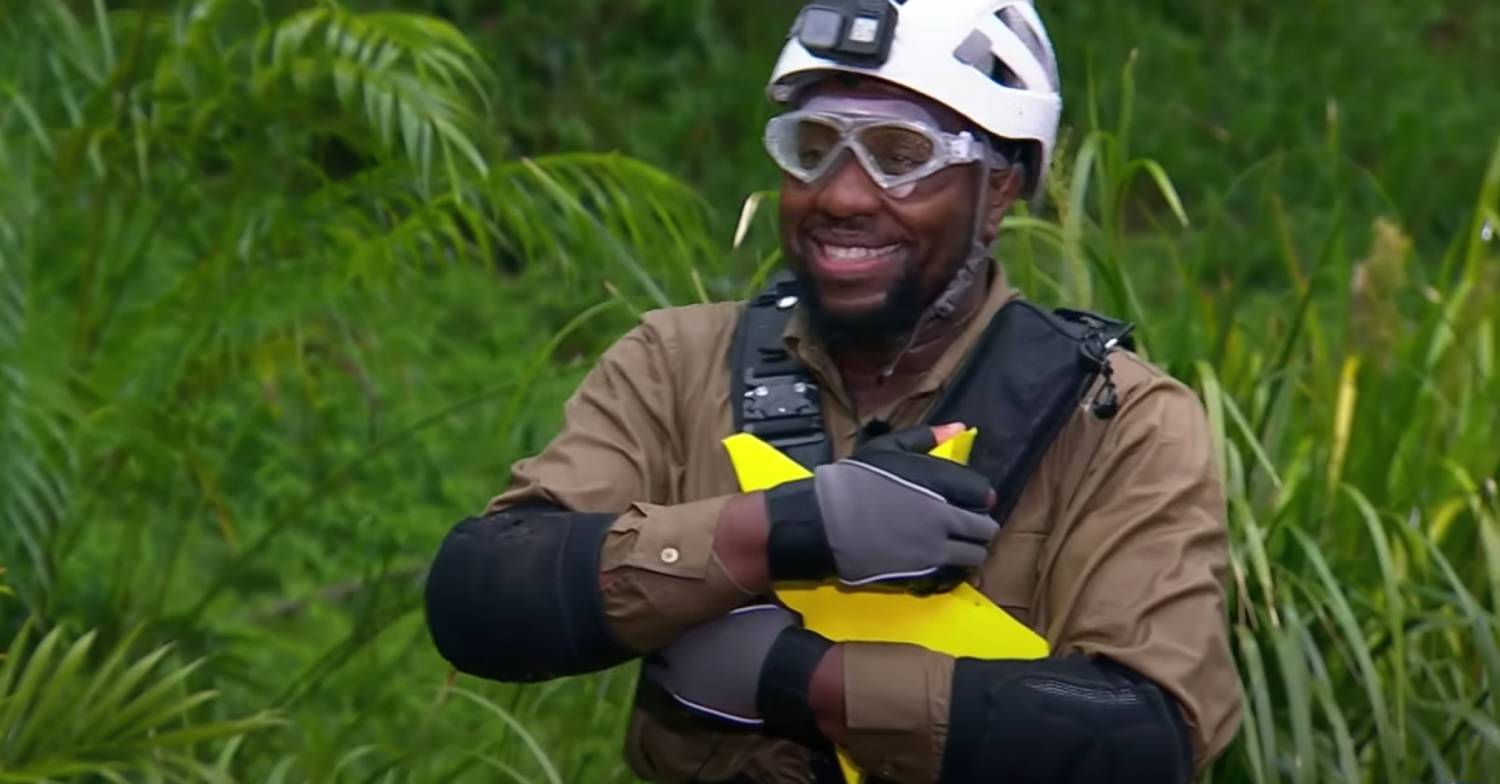 I'm A Celebrity star Babatunde hugging a star