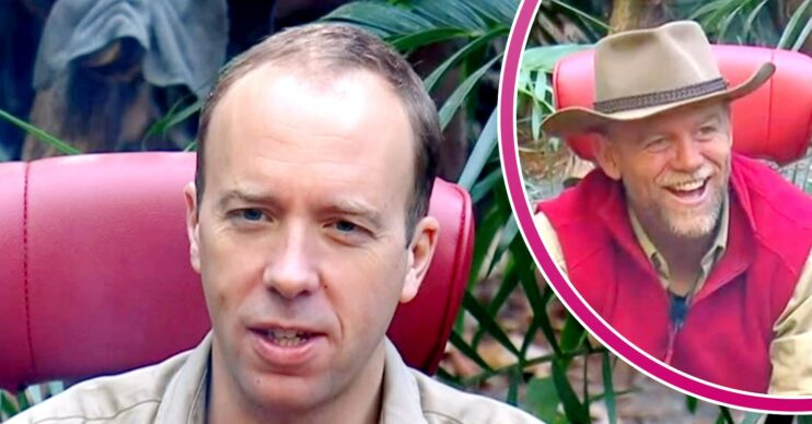 I'm A Celebrity Matt Hancock and Mike Tindall smile in camp
