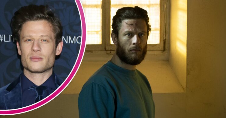 James Norton posing on the red carpet and wearing a beard in Happy Valley