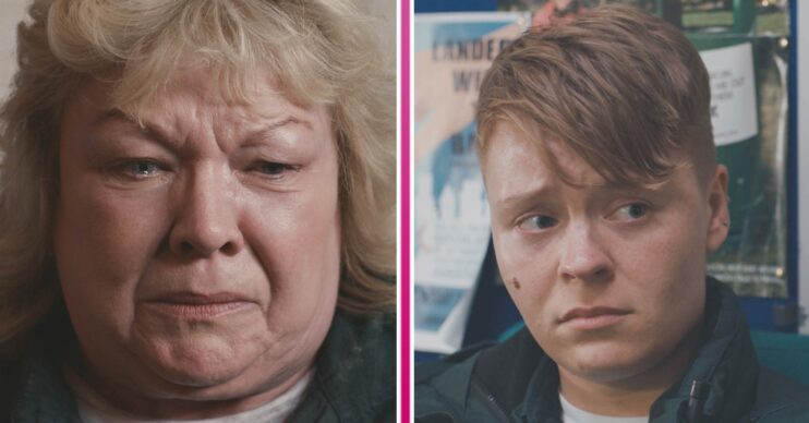 Jan crying and Sah looking upset in Casualty