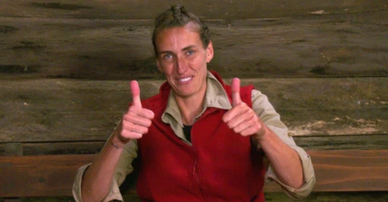 Jill Scott throwing a thumbs up on I'm A Celebrity