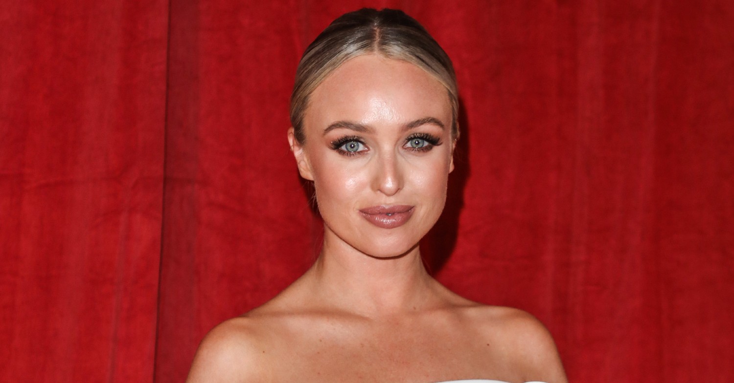 Jorgie Porter smiling on the red carpet at the British Soap Awards 2022