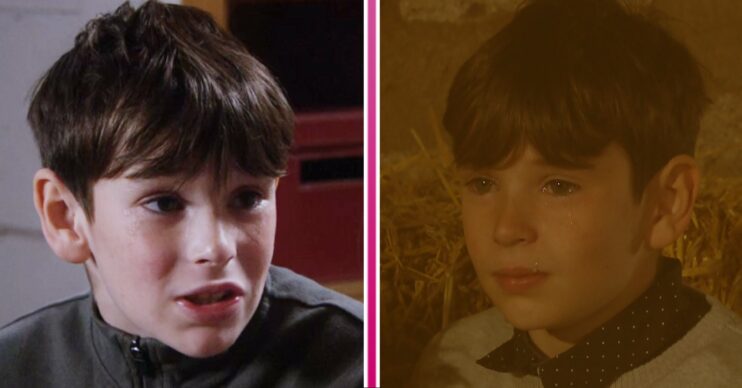Kyle crying in Emmerdale