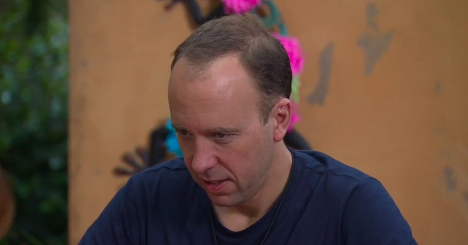 Matt Hancock in jungle during I'm A Celebrity