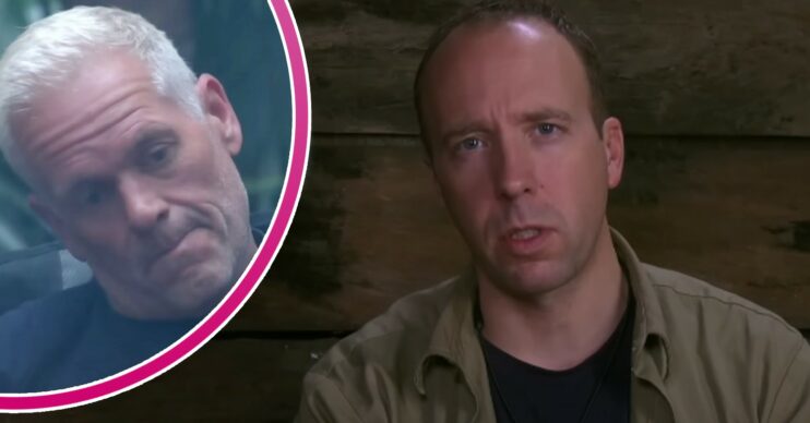 Chris Moyles and Matt Hancock looking serious in jungle