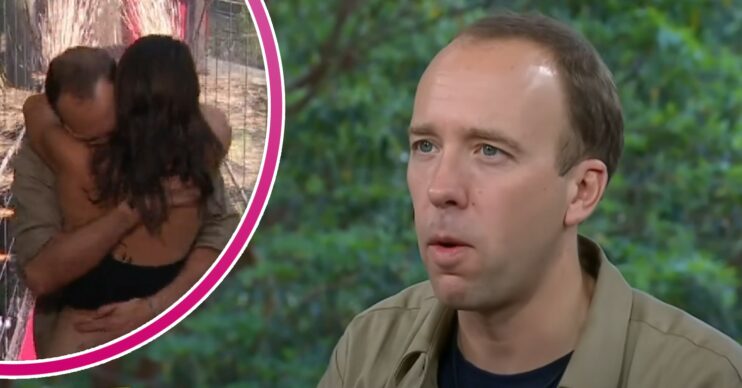 Matt Hancock hugging girlfriend Gina and interviewing on I'm A Celeb