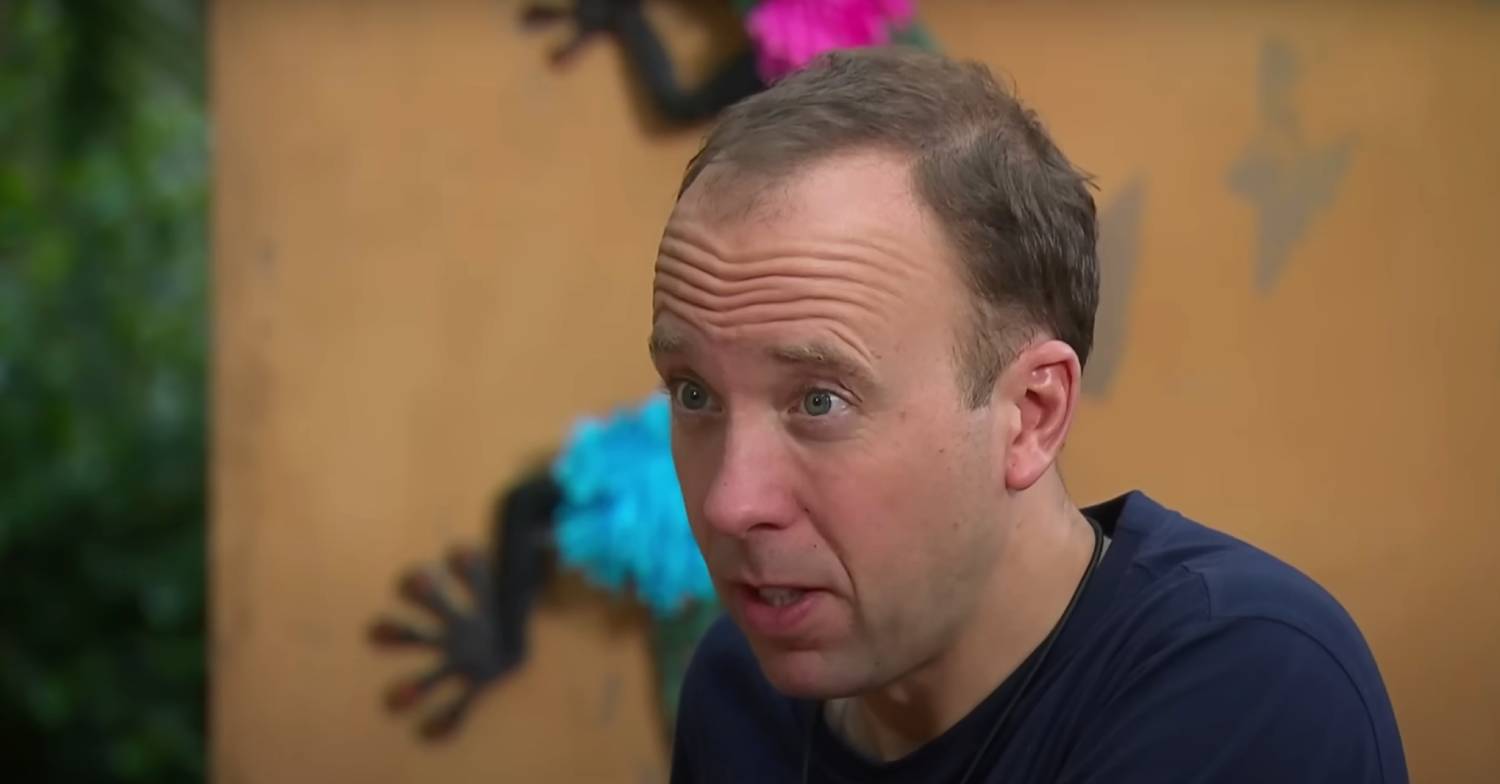 Matt Hancock raising his eyebrows on I'm A Celebrity