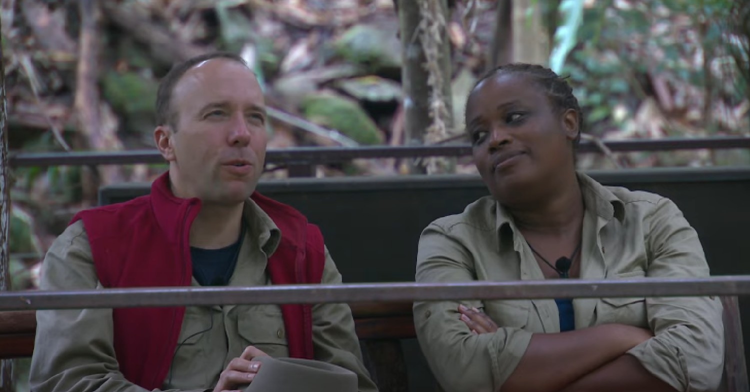 Matt Hancock and Charlene White chatting on I'm A Celeb