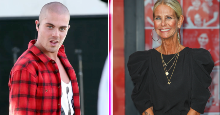 Max George on stage and Ulrika Jonsson smiling at awards ceremony