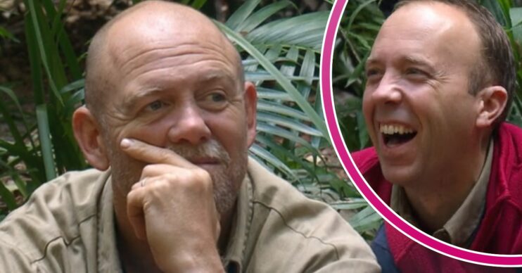 Mike Tindall and Matt Hancock smiling on I'm A Celebrity