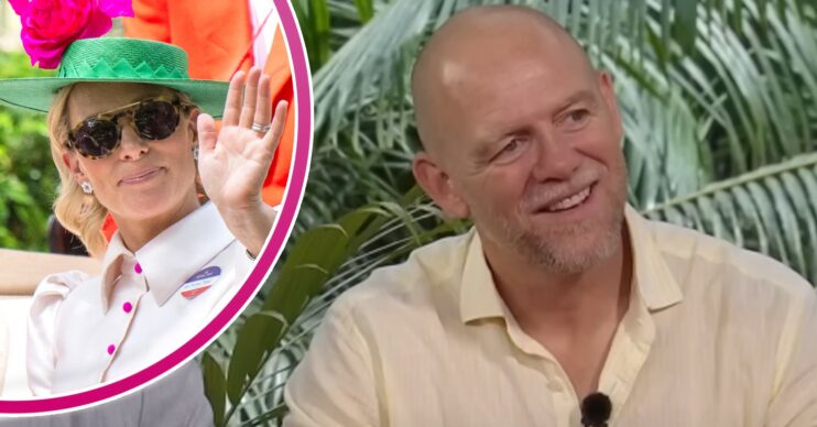 Zara Tindall waving at Ascot and Mike Tindall on I'm A Celebrity