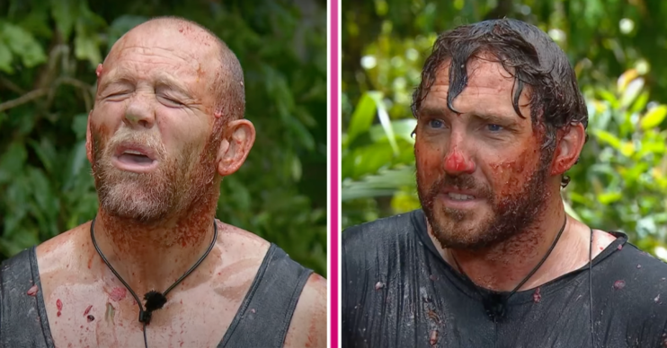 Mike Tindall and Seann covered gunk on I'm A Celebrity