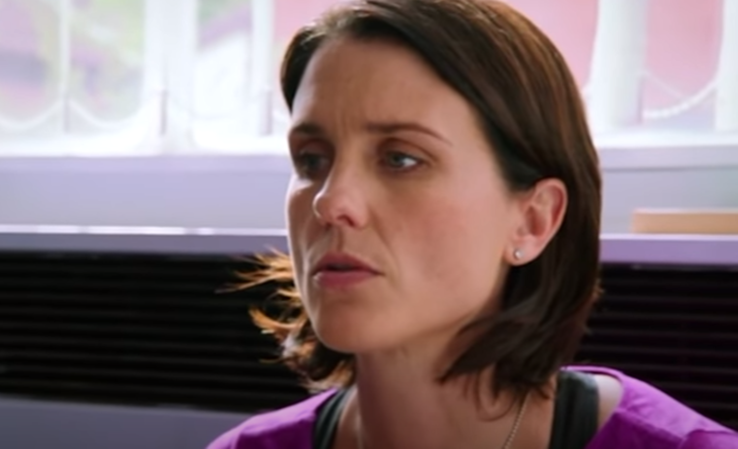 Nikki Boston looking worried in Waterloo Road
