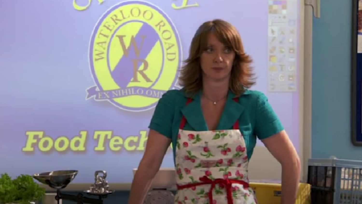Ruby Fry, played by Elizabeth Berrington, looking annoyed in Waterloo Road