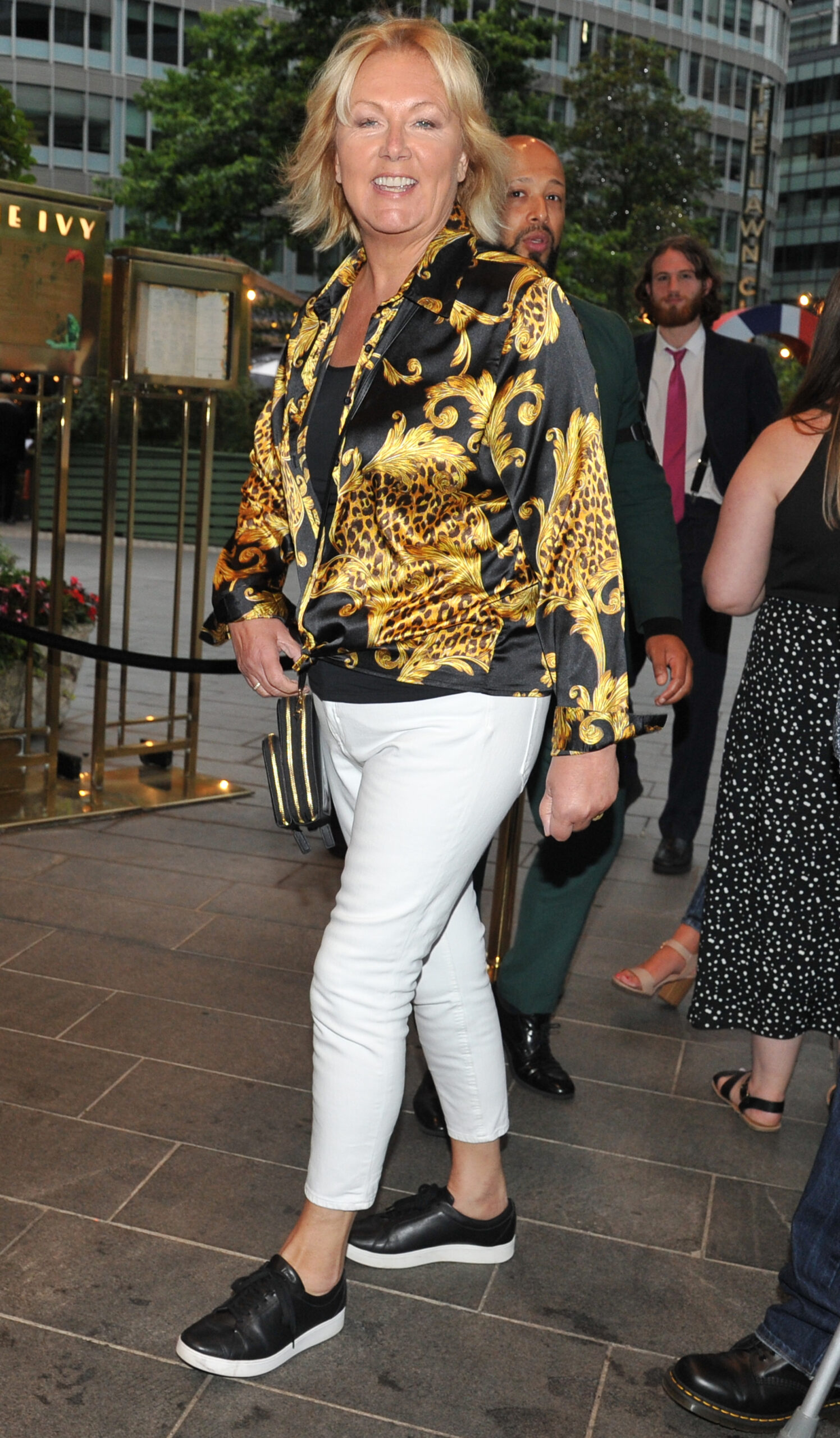 Sue Cleaver in white trousers