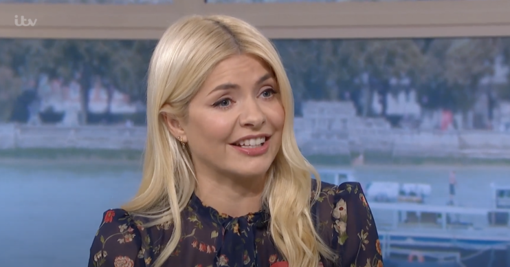 Holly Willoughby in floral dress on This Morning