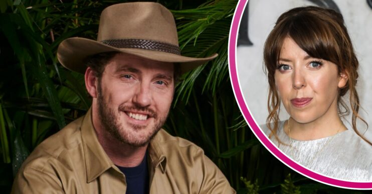 I'm A Celebrity contestant Seann Walsh smiles, his ex Rebecca Humphries purses her lips