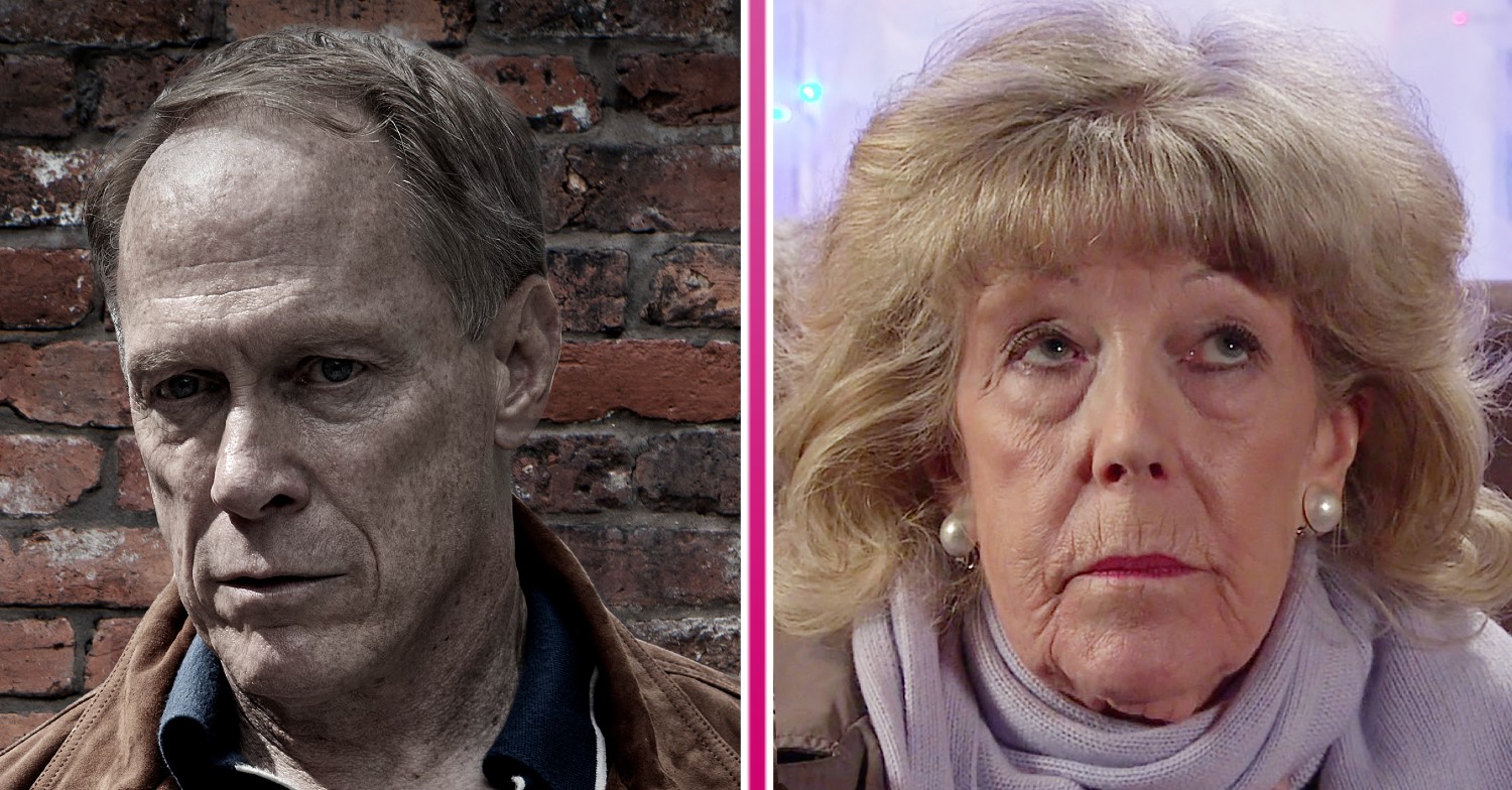 Stephen looking serious and Audrey looking worried in Coronation Street