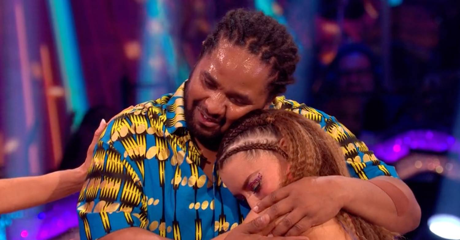 Strictly stars Hamza Yassin and Jowita Przystal hug each other