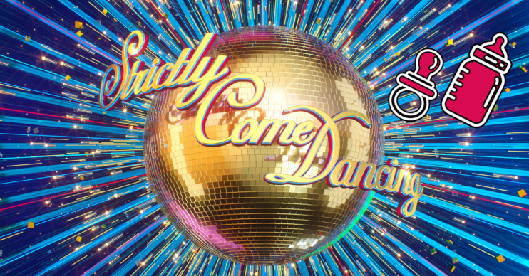 Strictly Come Dancing logo with a baby bottle on top