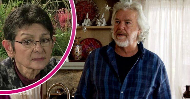 Yasmeen looking worried and Stu looking concerned in Coronation Street
