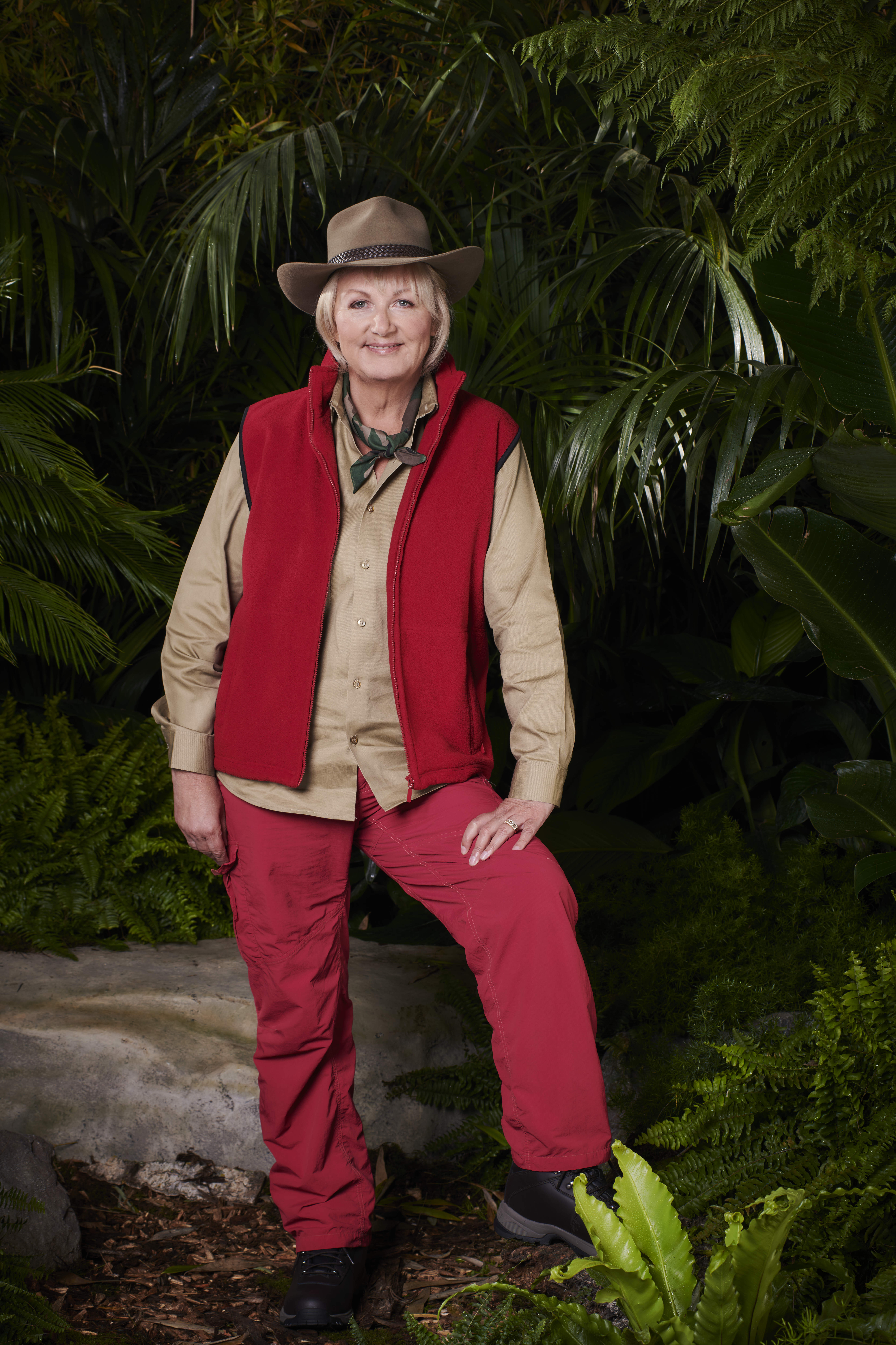 Sue Cleaver posing in her I'm A Celebrity outfit