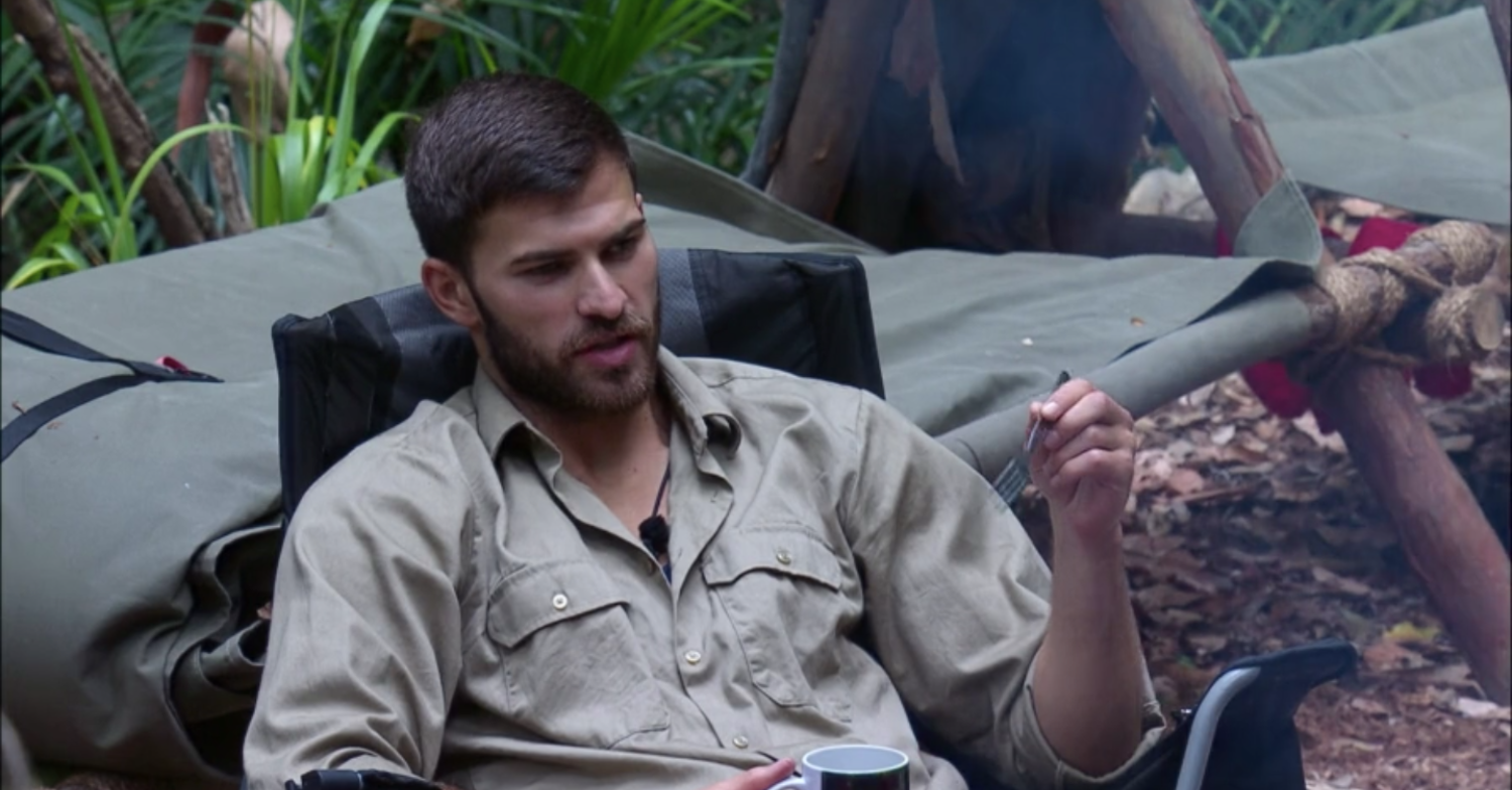 Owen Warner speaking to Mike Tindall in the jungle