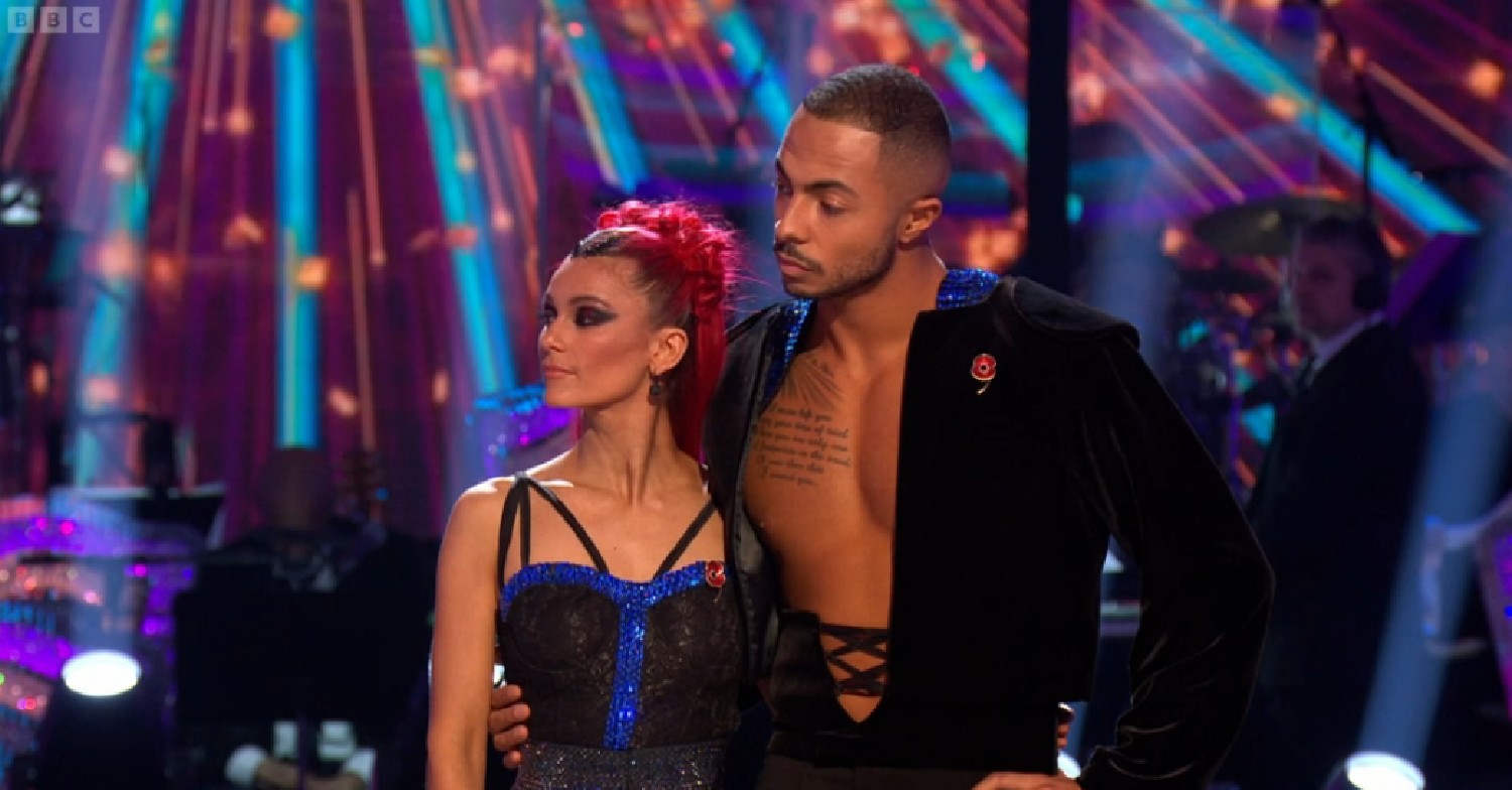 Dianne Buswell and Tyler West looking sad 
