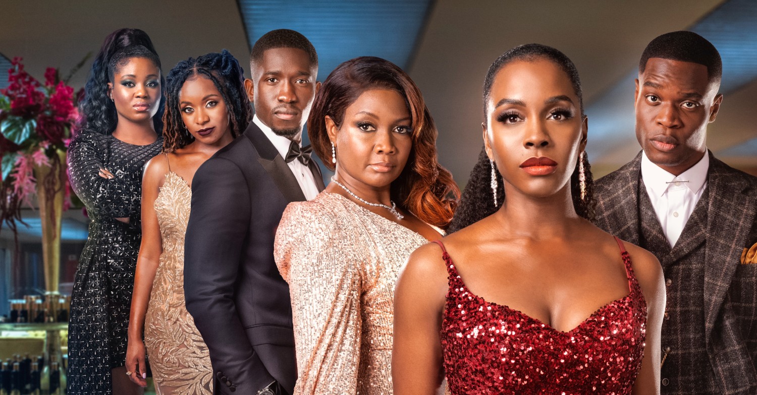 The cast of Riches in character