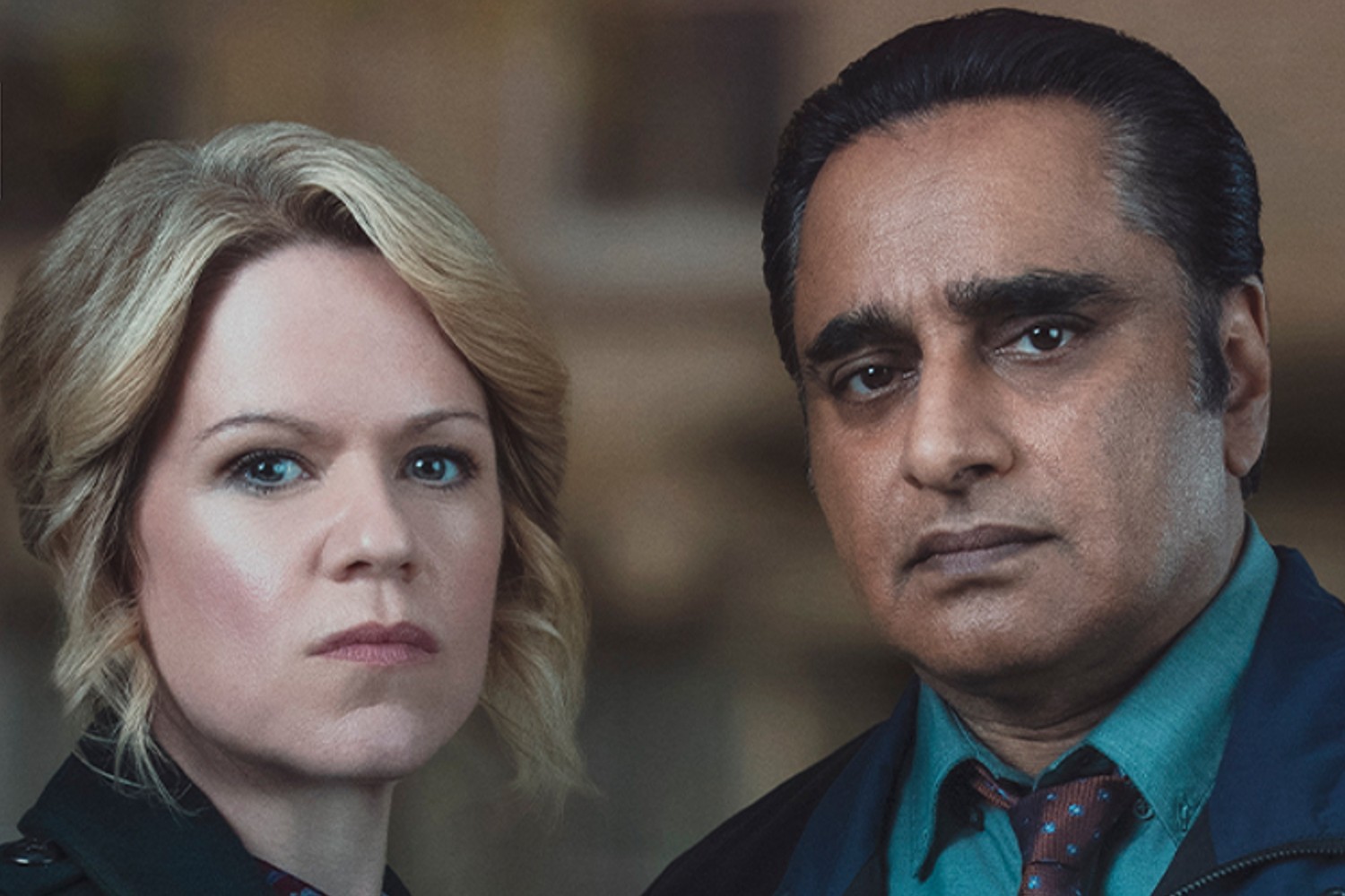 Sinead Keenan and Sanjeev Bhaskar in Unforgotten