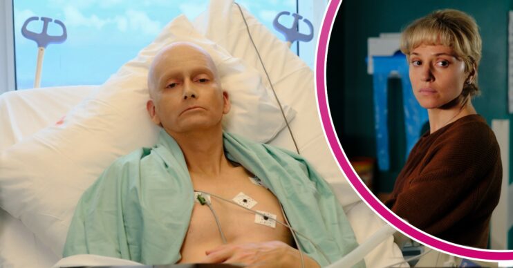 David Tennant as Alexander Litvinenko with Margarita Levieva as wife Marina inset
