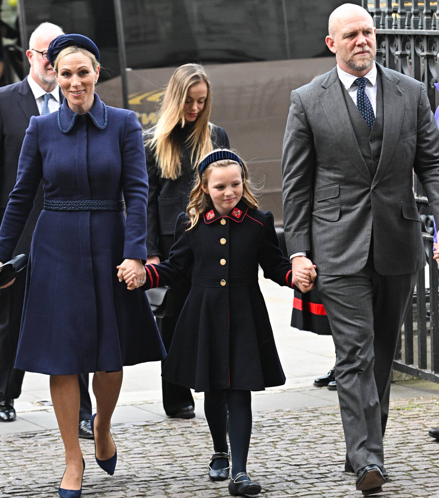 Mike Tindall, Zara Tindall and Mia Tindall attend a service of thanksgiving
