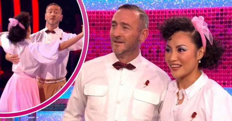 Will Mellor and Nancy Xu smiling and dancing on Strictly