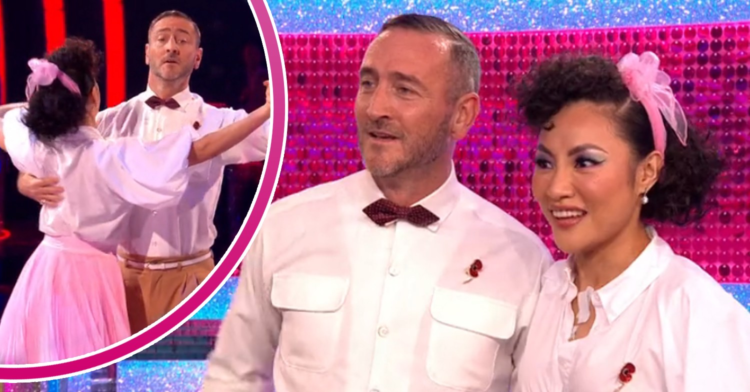 Will Mellor and Nancy Xu smiling and dancing on Strictly