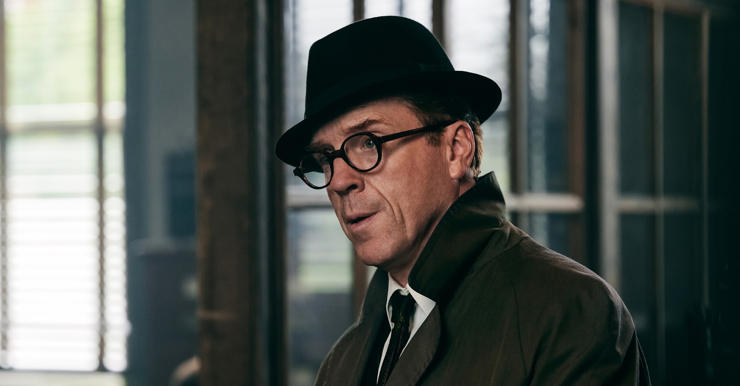 Damian Lewis in character as Nicholas Elliott