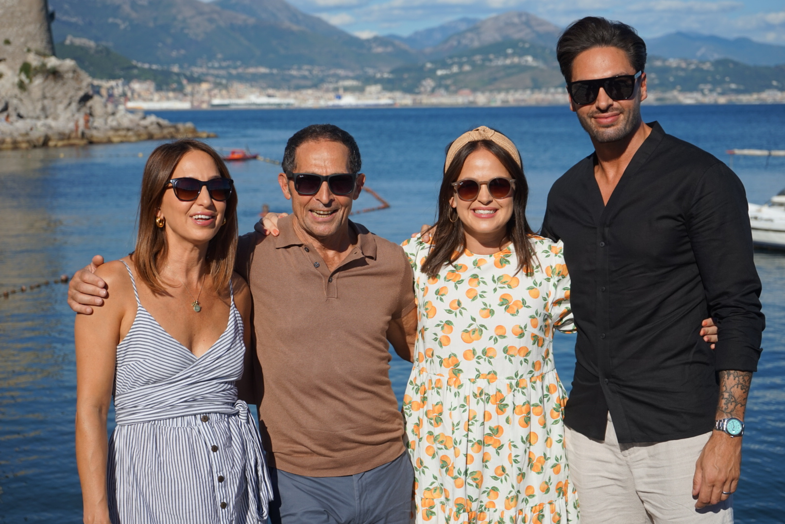Giovanna with her sister Giorgina, Dad Mario and brother Mario Jr in Italy