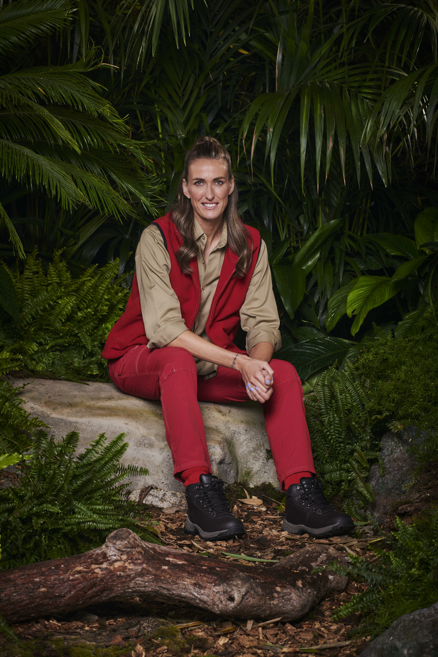 Jill Scott sitting on a rock in I'm A Celebrity 