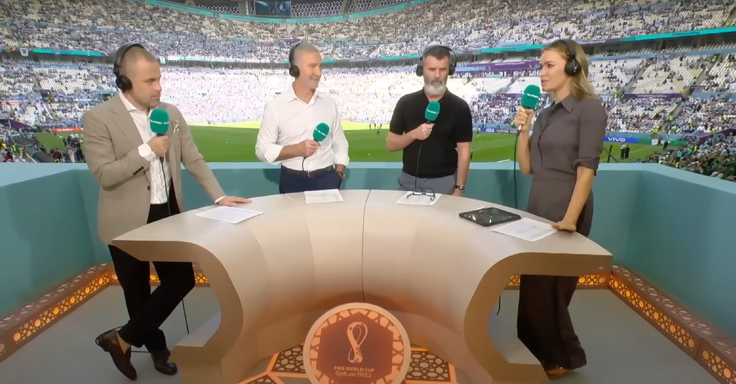 Joe Cole, Graeme Souness, Roy Keane, Laura Woods presenting 