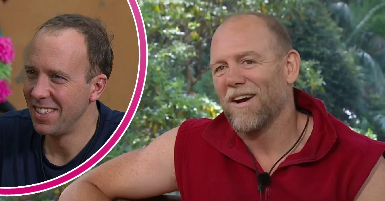 Matt Hancock smiling, Mike Tindall smiling on I'm A Celeb 2022