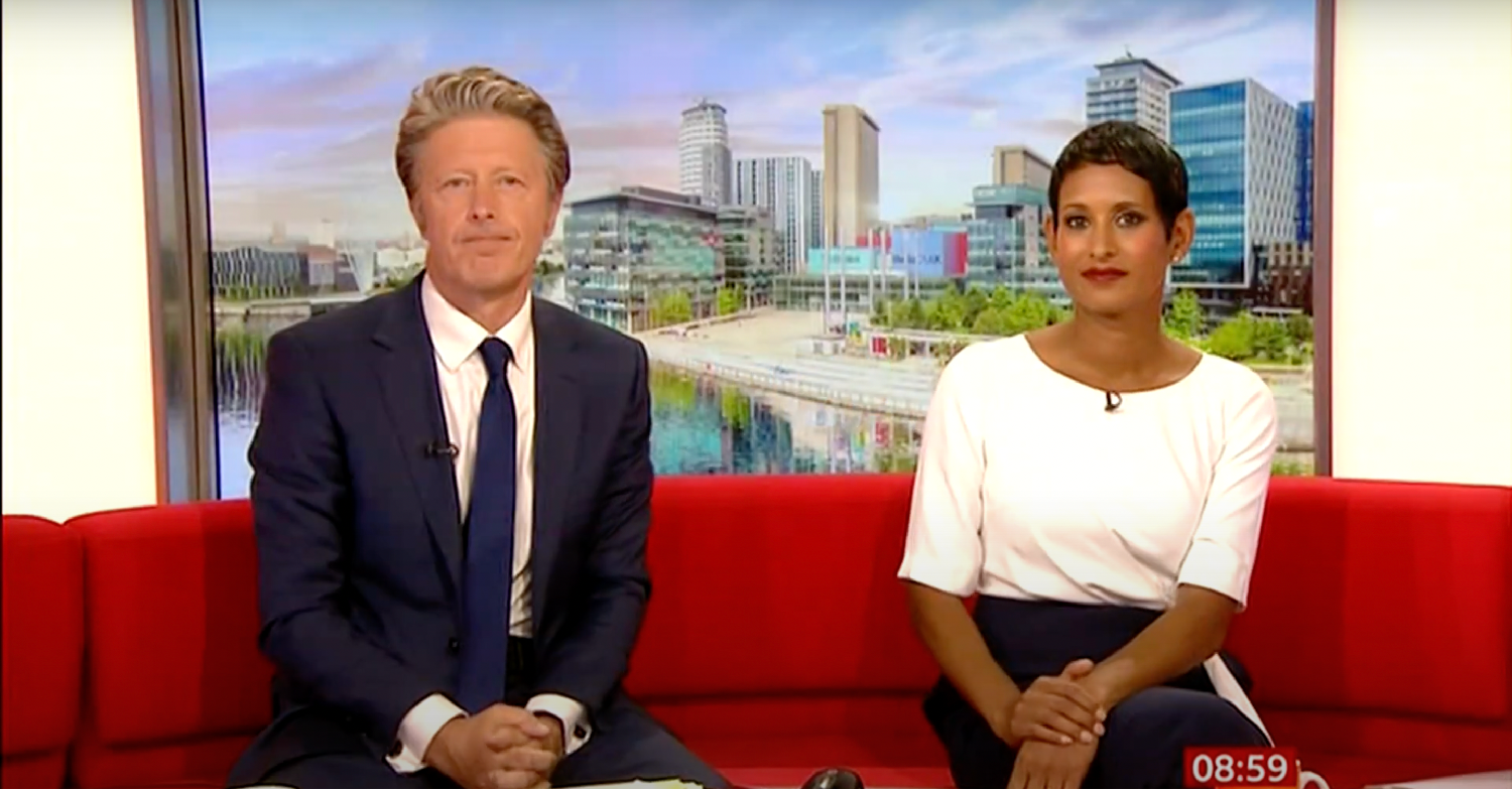 Charlie Stayt and Naga Munchetty hosting BBC Breakfast