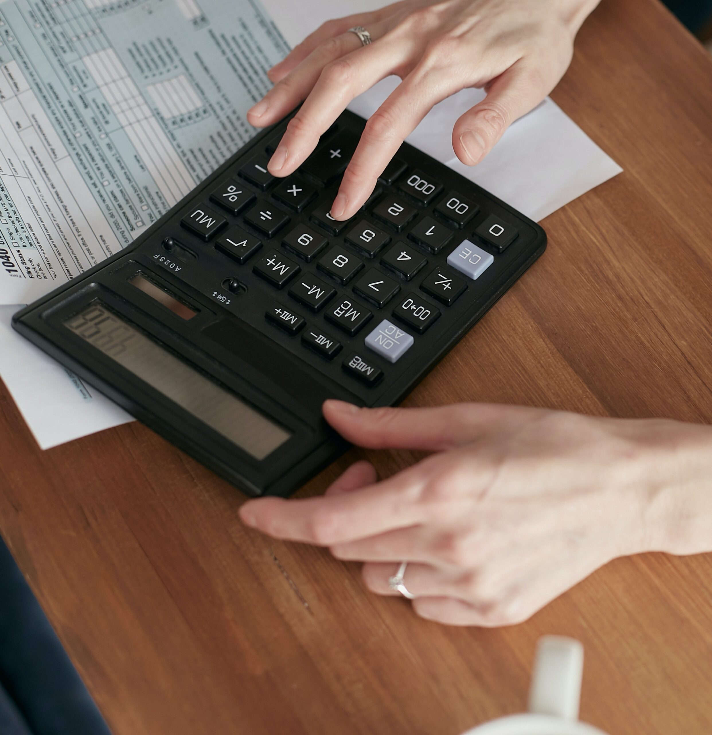 Person using a calculator