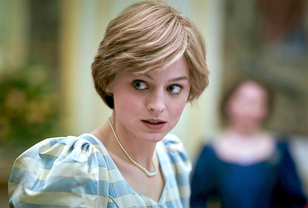 Princess Diana looks to her left in The Crown