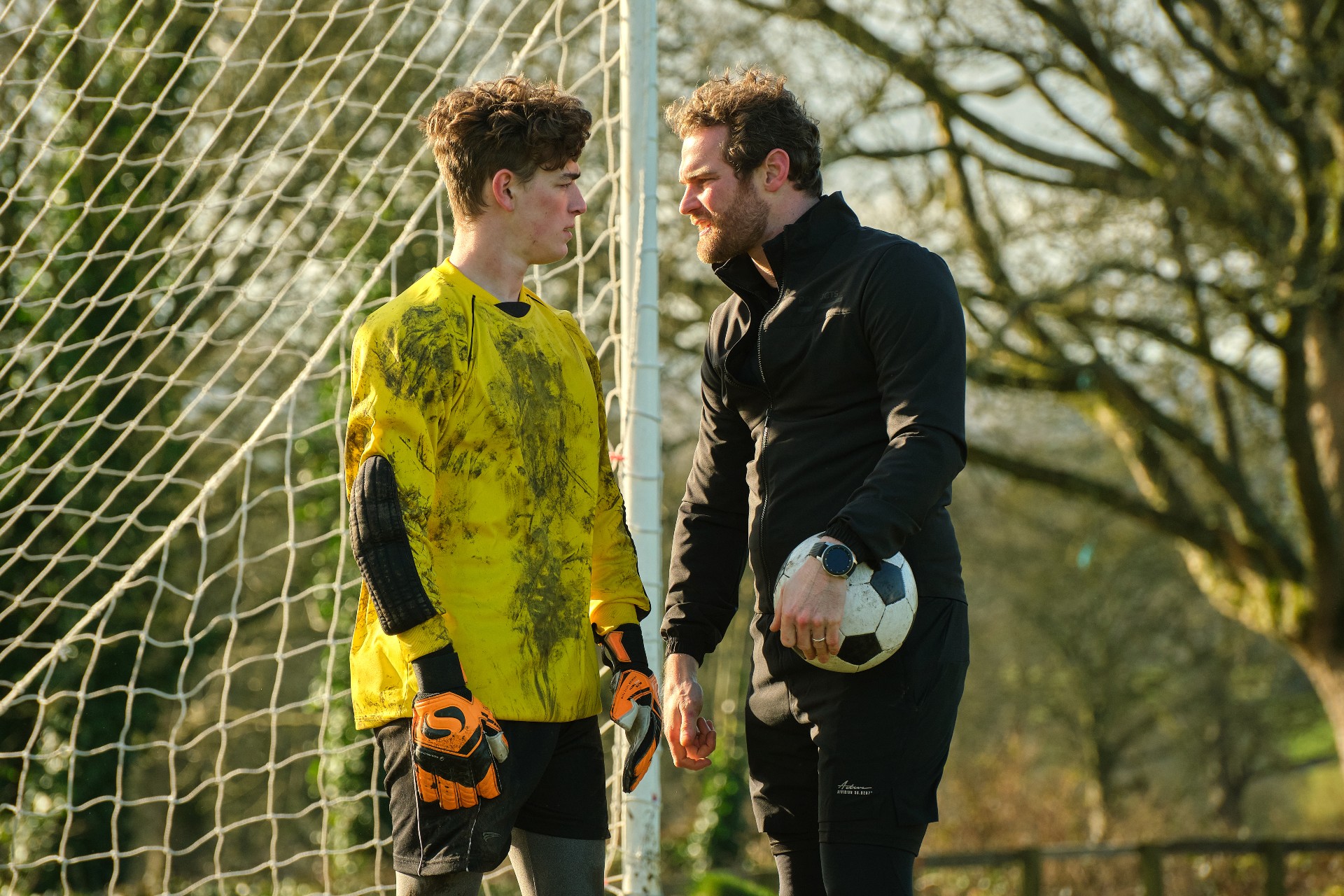 Rhys Connah talking with Mark Stanley in Happy Valley
