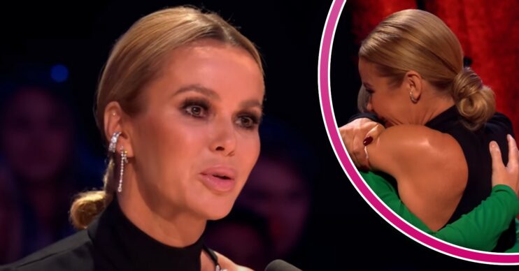 Amanda Holden hugging midwife and looking emotional on BGT Ultimate Magician