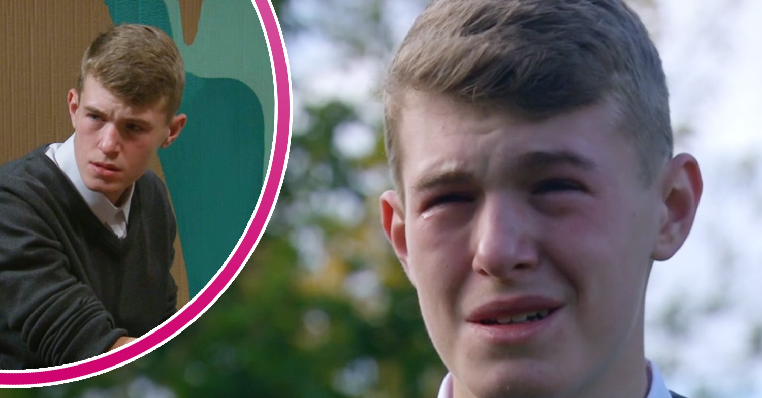 Arthur looking annoyed and crying in Emmerdale