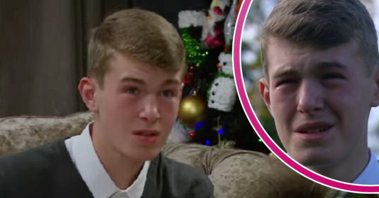 Arthur looking worried and crying in Emmerdale