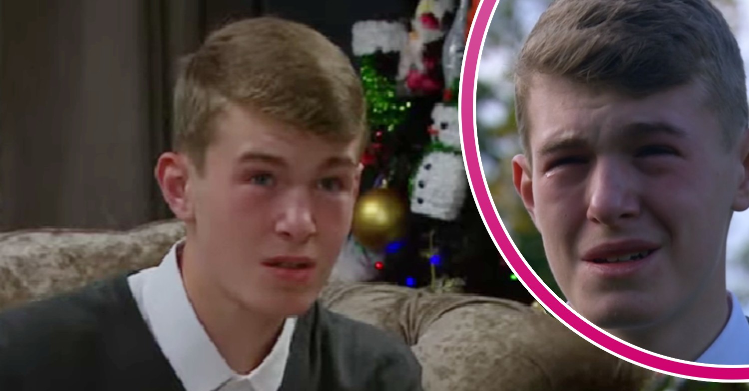 Arthur looking worried and crying in Emmerdale
