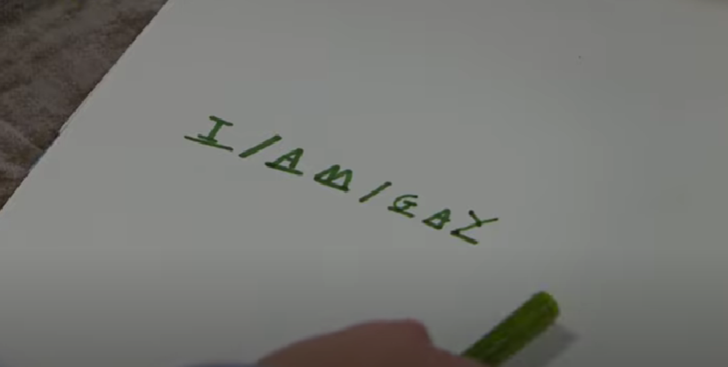 'I am gay' is written on a piece of paper, in a game of hangman, in Emmerdale