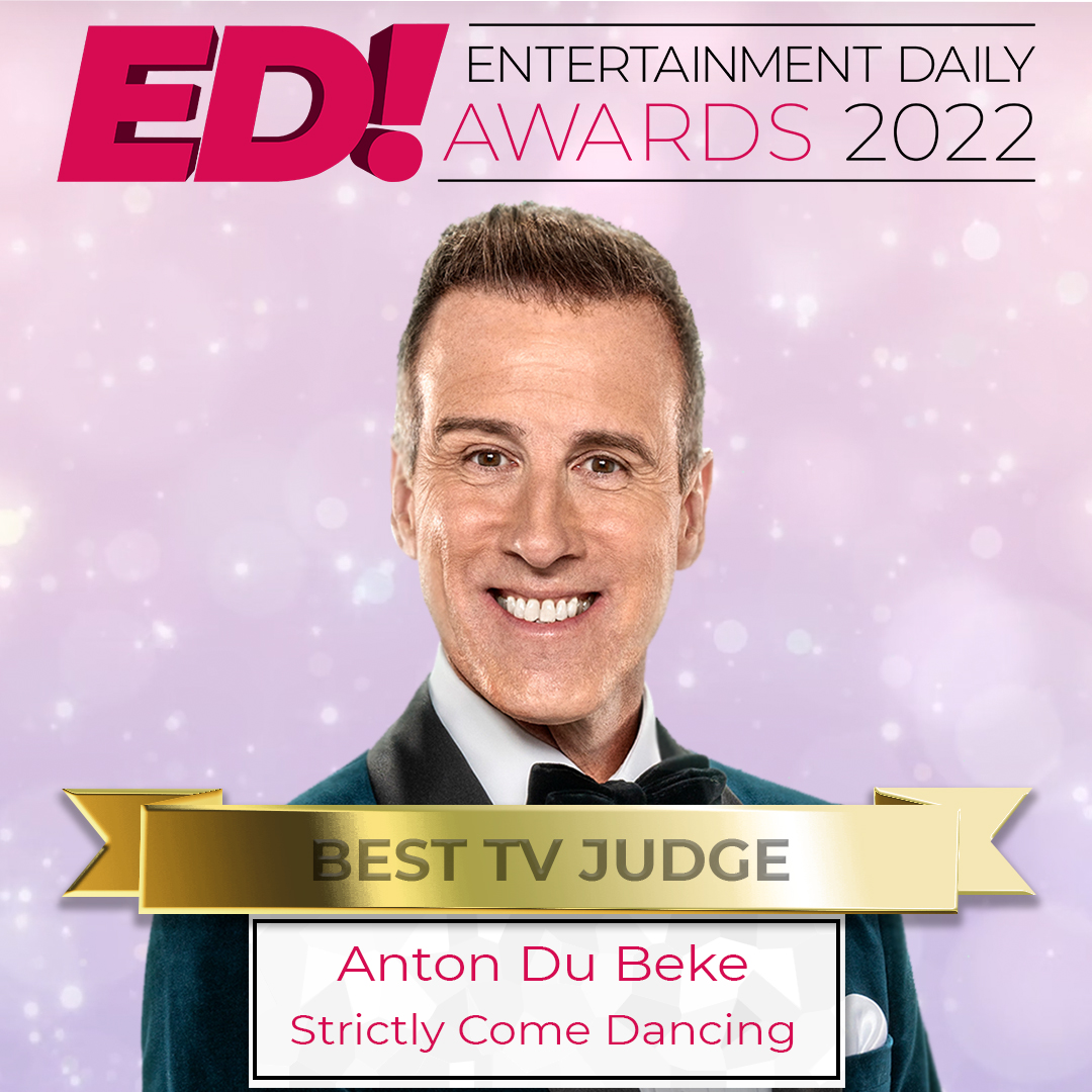 Anton Du Beke against a pink Entertainment Daily Awards backound