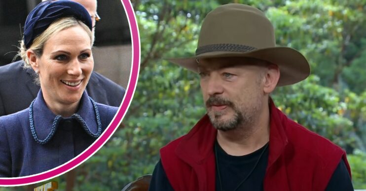Zara Tindall smiling during royal service and Boy George in I'm A Celeb exit interview